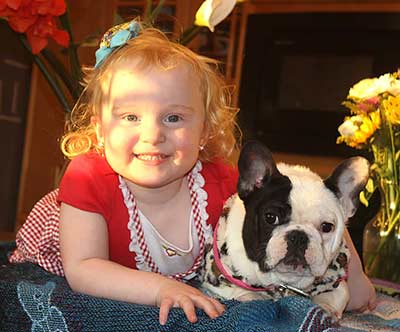 girl with french bulldog