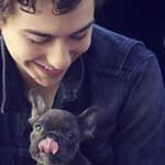 Nat Wolff with Shrinkabull's French bulldog puppy