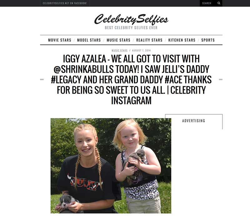 Iggy Azalea's tweet about visiting Shrinkabulls on CelebritySelfies.net website