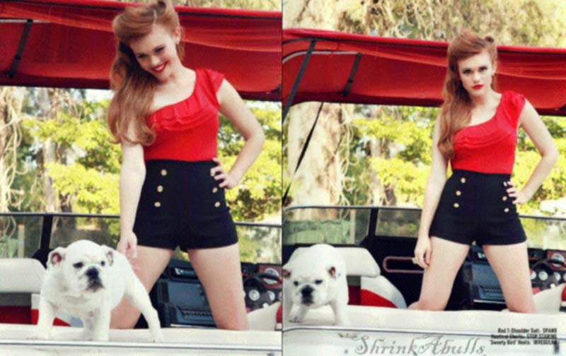 Holland Roden pictures. Holland Roden images with shrinkabull bulldog Titan. Holland Roden photos here!