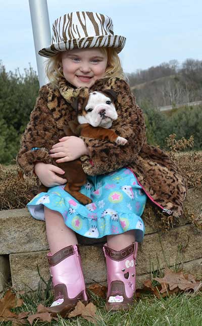 girl with bulldog